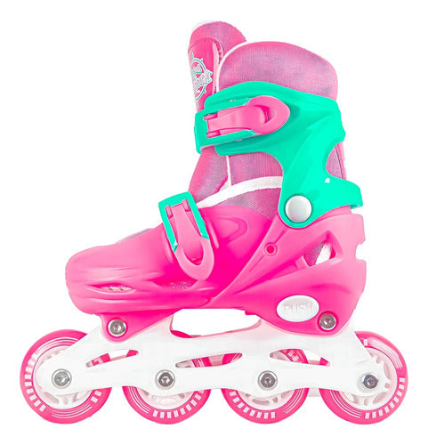 Patins Infantil Triline Inline Com Kit Proteção 30-33 Rosa