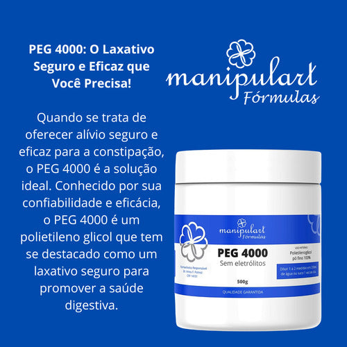 Peg 4000 Polietilenoglicol Puro 500g 2 Potes = 1kg