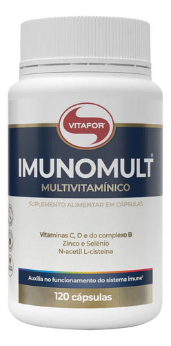 Suplemento Vitafor Imunomult Minerais Vitaminas em pote de 120 Cápsulas