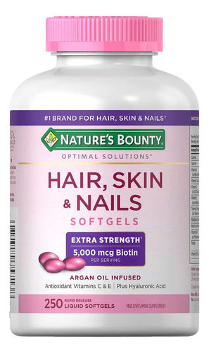 Nature's Bounty Hair Skin And Nails 5000mcg Vitaminas para cabelo pele e unhas 250 Softgels Sem sabor
