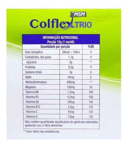 Colflex Mantecorp Trio Com Msm Colágeno Sem Sabor 30 Saches