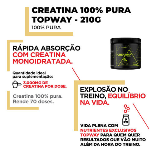 Creatina 100% Pura 70 Doses 210g - Topway