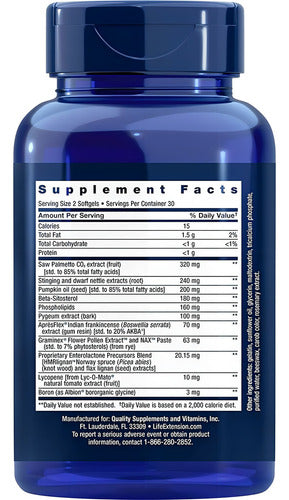 Ultra Prostate Formula 60 Caps Life Extension Original Eua