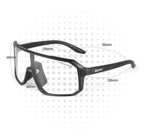 Óculos De Sol Ciclismo Bike Esportes Fotocromático Uv400 Armação Preto