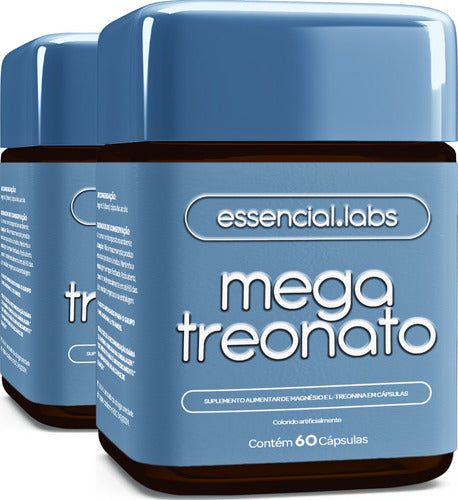 02 POTES do MEGA TREONATO - MAGNÉSIO com Fórmula desenvolvida para a Memória e Cognição - 120 Cápsulas