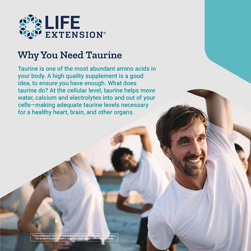 Taurine Taurina 1000mg 90 caps - Life Extension sem sabor