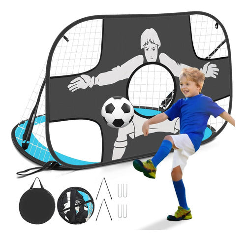Rede De Futebol Gol Dobrável Duplo Para Infantil Portátil