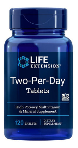 Multivitamínico Two Per Day 120 Tablets Life Extension Sabor Sem sabor