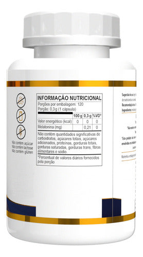 Melatonina Pura- 120 Cápsulas Matéria Prima Importada- Forte Sabor Sem Sabor