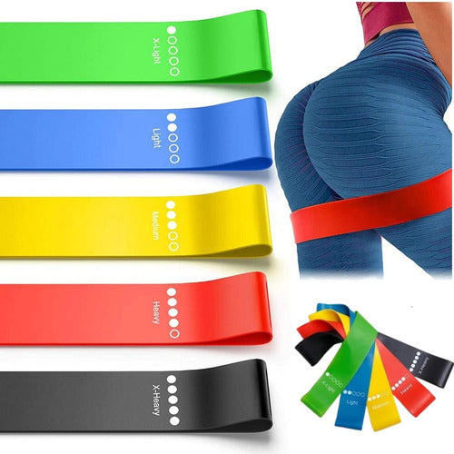 Kit de 5 Faixa Elástica Miniband Treino Pilates e Crossfit