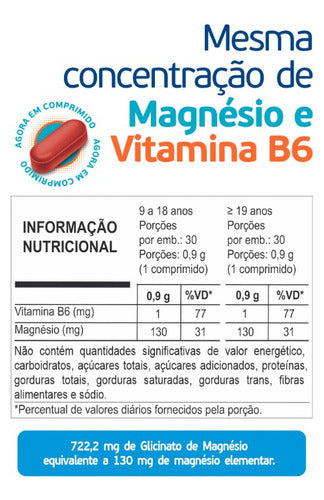 Magnesis B6 30 Comprimidos - Fonte de Magnésio e Vitamina B6