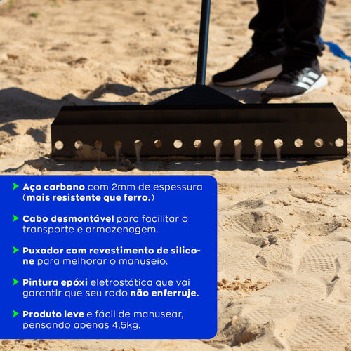 Rodo Nivelador De Areia Azzure P/ Beach Tennis E Vôlei