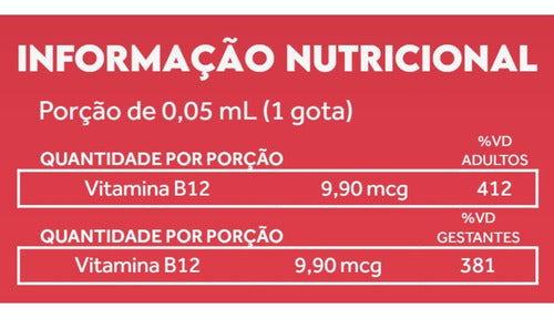 B12 Drops Metilcobalamina 20ml Sabor Frutas Vermelhas Puravida