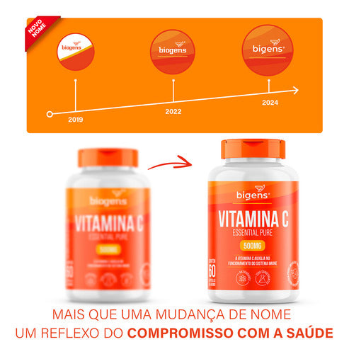 Vitamina C Essential Pure 500mg Por Cápsula, 60un, Bigens