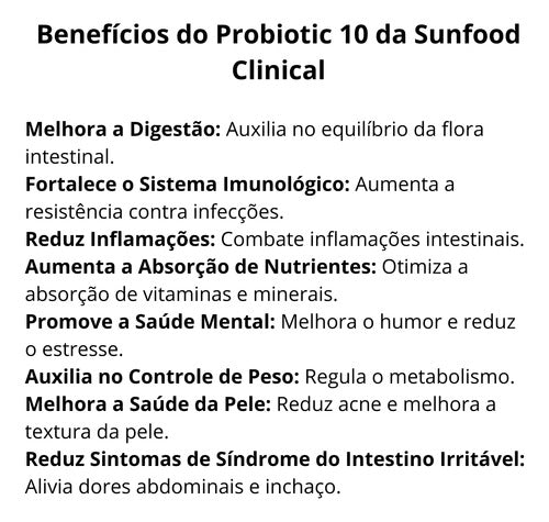 Kit 2 Potes De Probiotic 10 Sunfood Probioticos Capsulas