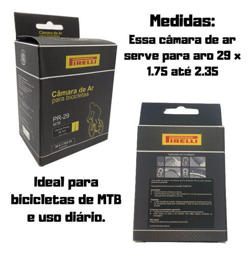 Par Câmara Ar Pirelli Bike Mtb Aro 29 Presta Bico Fino 48mm