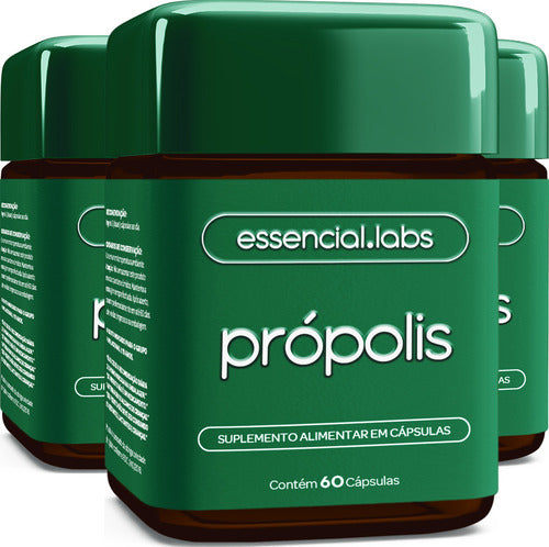 03 POTES do PRÓPOLIS VERDE com 1000mg na dose - Extrato com Máxima Concentração e Pureza - 180 Cápsulas