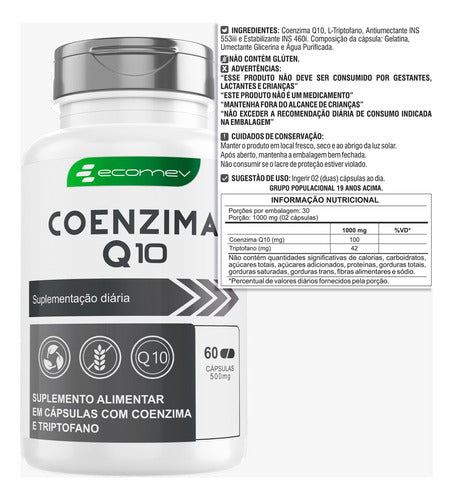 Kit Suplemento Em Cápsulas de Treonato + Coenzima Q10 500mg Premium 120caps Sabor Sem Sabor