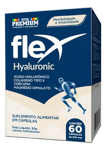 Kit 2 Flex Hyaluronic - 100mg de Ác.Hialurônico Vita Premium 60 cápsulas
