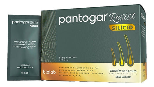 Pantogar Resist Silício Sem Sabor Com 30 Sachês De 10g Cada