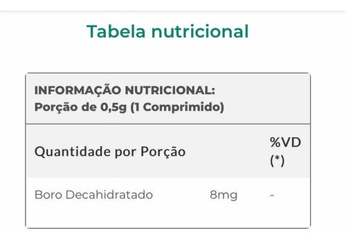Boro Decahidratado 8,0mg - 60 Comprimidos Lauton Nutrition Sabor Sem sabor