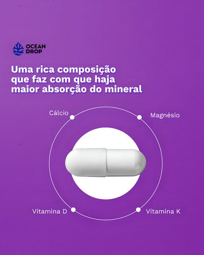 Cálcio De Algas Marinhas 120 Cápsulas 700mg Ocean Drop