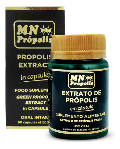 Extrato De Propolis Em Cápsulas Mn Própolis Com 60 Cápsulas 500Mg Ouro Brasil 100% Nacional Suplemento Saudável Natural Eficiente para Melhorar Imunidade