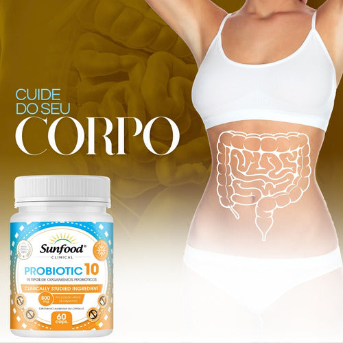 Kit 2 Potes De Probiotic 10 Sunfood Probioticos Capsulas