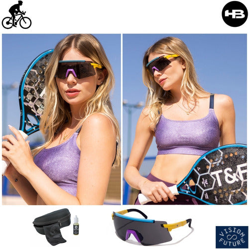 Óculos Solar Hb Apex Wavy Matte Blue Green Chrome Ciclismo