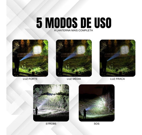 Lanterna Led Tática Mais Forte Do Mundo 2km Militar Potente