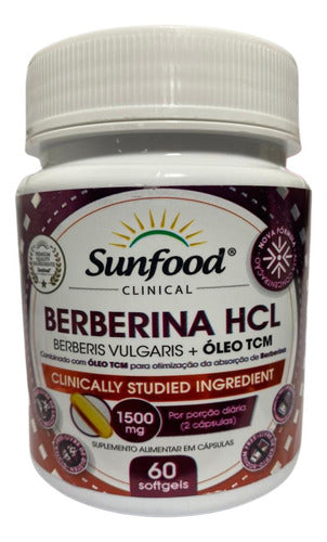 Berberina Hcl + Oleo Tcm 1500mg Softgel Sunfood Sabor Sem Sabor