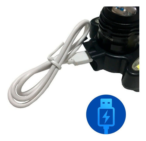 Farol Bike Bicicleta T6 3 Focos E Zoom- Recarregável