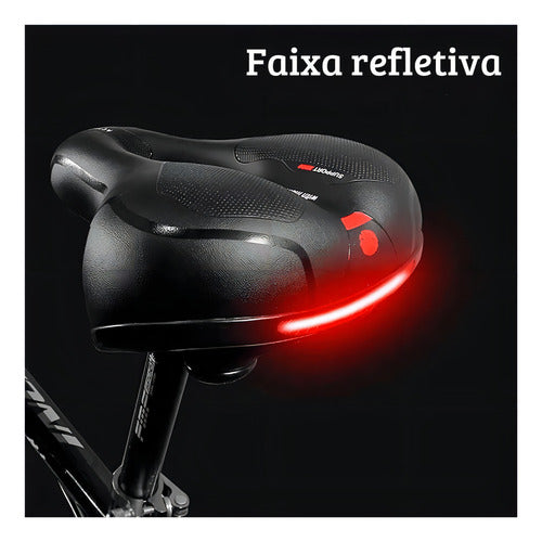 Banco Selim Bicicleta 2 Molas Largo Fita Refletiva Segurança