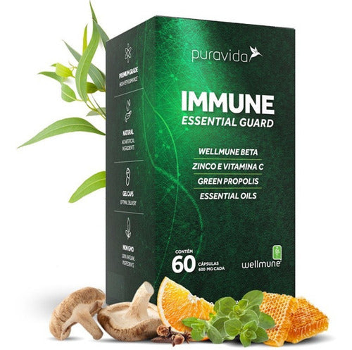 Immune Essential Guard Puravida 60caps, Mult. Vit. Imunidade Sabor Neutro