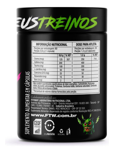 Termogênico Thermo Crazy Pote 60 cáps FTW - DIABO VERDE