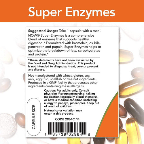 Super Enzimas Digestivas Now Foods 180 Cps Ultra Concentrado Sabor Se sabor