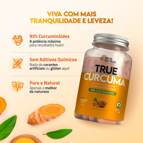 True Curcum Plus 60 Cápsulas Premium True Source Sem sabor