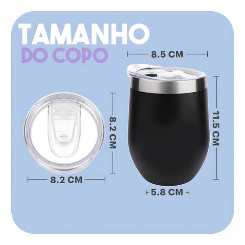 Kit 2 Copo Térmico Aço Inox Cuia Cerveja Vinho Bebida Suco