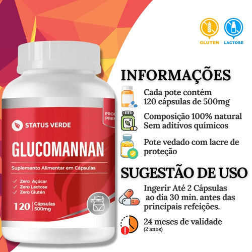 Glucomannan 120 Cápsulas 500mg - Status Verde
