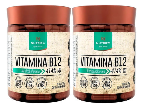 2x Vitamina B12 Nutrify 60 Cáps Metilcobalamina 414% Vd Sabor Sem Sabor