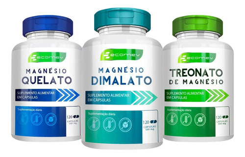 Suplemento em cápsulas Mix magnesio Quelato Dimalato Treonato 360cps 500mg Ecomev