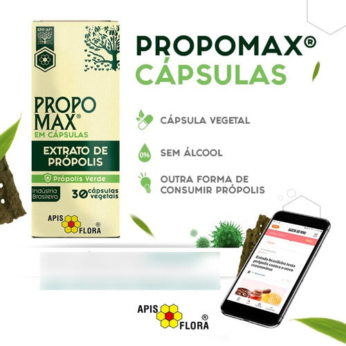 Propomax Extrato De Própolis Verde 30 Capsulas - Apis Flora Sabor Sem sabor