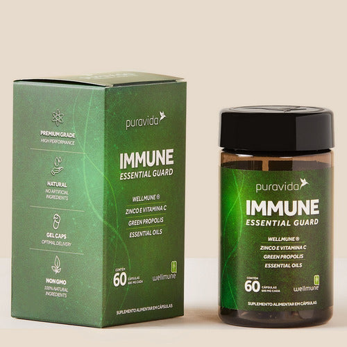 Immune Essential Guard Puravida 60caps, Mult. Vit. Imunidade Sabor Neutro
