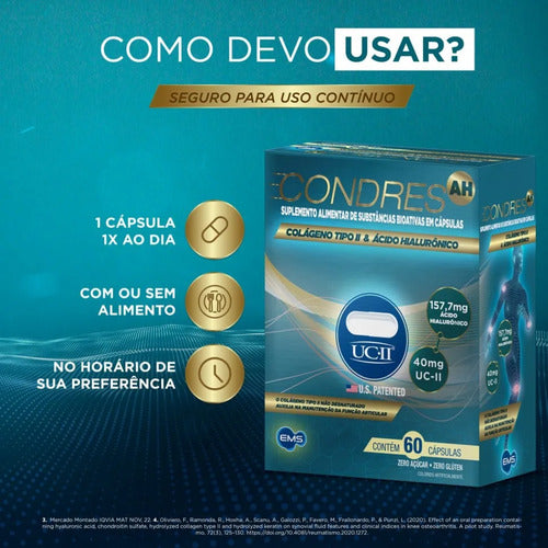 Condres Ah 60 Cápsulas Colágeno Tipo || + Ácido Hialurônico