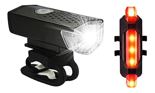 Kit 2 Farol Bike Frontal + 2 Pisca Traseiro Usb Recarregável