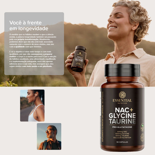 Nac + Glycine E Taurine - 90 Capsulas - Essential Nutrition Sabor Sem sabor