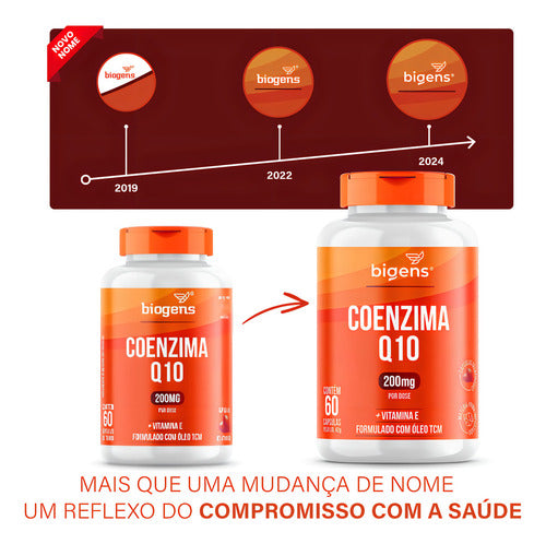 Coenzima Q10 200mg Com Vitamina E 10mg, 60 Cáps, Bigens Sabor Neutro