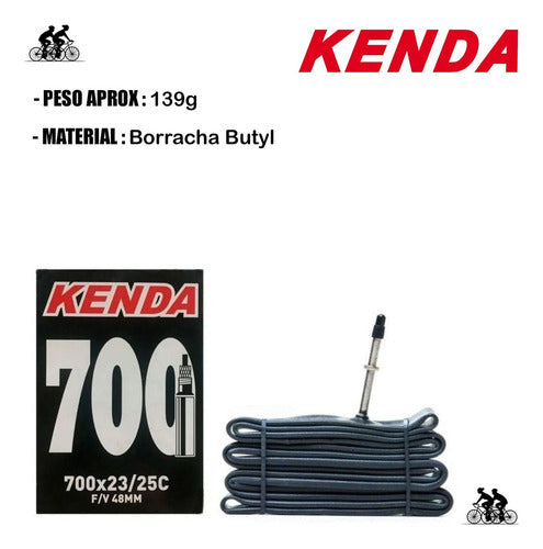 Par Câmara Ar Speed Kenda 700x23/25 Valvula Presta 48mm
