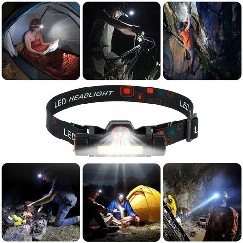Lanterna Cabeca Testa Capacete C/ Foco Recarregavel Usb, Led Cor da lanterna Branco Cor da luz Branco