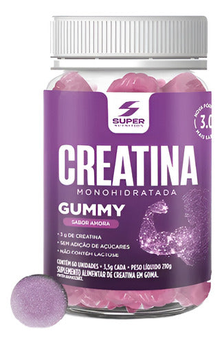 Super Gummy Creatina Super Nutrition Sabor Amora (60 Gomas)